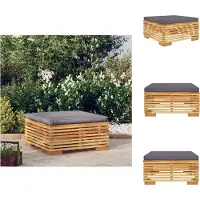 vidaXL Gartenhocker mit Dunkelgrauen Kissen Massivholz Teak - Gartensofaelemente