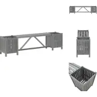 vidaXL Gartenbank mit 2 Pflanzkübeln 150 cm Massivholz Akazie Grau - Gartenbänke