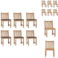 vidaXL Gartenstühle 6 Stk. mit Kissen Massivholz Teak - Gartenstühle