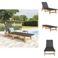vidaXL Sonnenliege Schwarz und Braun Poly Rattan & Massivholz Akazie - Sonnenliegen