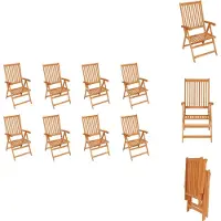 vidaXL Garten-Liegestühle 8 Stk. Massivholz Teak - Gartenstühle