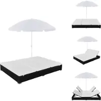 vidaXL Outdoor-Loungebett mit Sonnenschirm Poly Rattan Schwarz - Gartenbetten