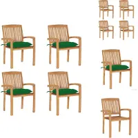 vidaXL Stapelbare Gartenstühle mit Kissen 4 Stk. Massivholz Teak - Gartenstühle