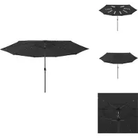 vidaXL Sonnenschirm mit LED-Leuchten und Metallmast 400 cm Schwarz - Sonnenschirme & Sonnenschutze