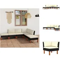 vidaXL 6-tlg. Garten-Lounge-Set mit Kissen Poly Rattan Schwarz - Gartenmöbel-Sets