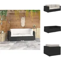 vidaXL Ecksofas 2 Stk. mit Auflagen Poly Rattan Schwarz - Gartensofaelemente