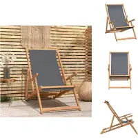 vidaXL Strandstuhl Klappbar Massivholz Teak Grau - Gartenstühle
