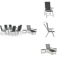 vidaXL 10-tlg. Garten-Essgruppe Schwarz und Silbern - Gartenmöbel-Sets