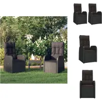 vidaXL Garten-Liegestühle 2 Stk. mit Auflagen Poly Rattan Schwarz - Gartenstühle
