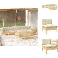 vidaXL 9-tlg. Garten-Lounge-Set mit Creme Kissen Massivholz Kiefer - Gartenmöbel-Sets