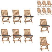 vidaXL Klappbare Gartenstühle mit Kissen 6 Stk. Massivholz Teak - Gartenstühle