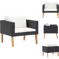 vidaXL 1-Sitzer-Gartensofa mit Auflagen Poly Rattan Schwarz - Gartensofas