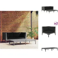 vidaXL 3-tlg. Garten-Lounge-Set Dunkelgrau Halbrundes Poly Rattan - Gartensofaelemente