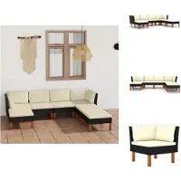vidaXL 7-tlg. Garten-Lounge-Set mit Kissen Poly Rattan Schwarz - Gartenmöbel-Sets
