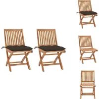 vidaXL Gartenstühle 2 Stk. mit Taupe Kissen Massivholz Teak - Gartenstühle