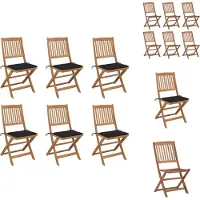 vidaXL Klappbare Gartenstühle 6 Stk. mit Kissen Massivholz Akazie - Gartenstühle