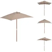 vidaXL Sonnenschirm mit Holzmast 150 x 200 cm Taupe - Sonnenschirme & Sonnenschutze