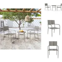 vidaXL 3-tlg. Garten-Essgruppe Poly Rattan Grau - Gartenmöbel-Sets