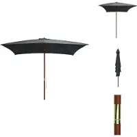 The Living Store Sonnenschirm mit Holz-Mast 200×300 cm Anthrazit