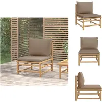 vidaXL Garten-Mittelsofa mit Taupe Kissen Bambus - Gartensofaelemente