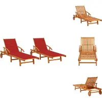 vidaXL Sonnenliegen 2 Stk. mit Auflagen Massivholz Akazie - Sonnenliegen