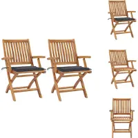 vidaXL Gartenstühle 2 Stk. mit Anthrazit Kissen Massivholz Teak - Gartenstühle