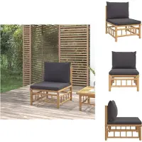 vidaXL Garten-Mittelsofa mit Dunkelgrauen Kissen Bambus - Gartensofaelemente