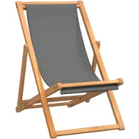 The Living Store Strandstuhl Klappbar Massivholz Teak Grau