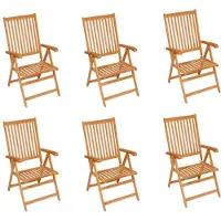 The Living Store Gartenstühle 6 Stk. Graue Karomuster-Kissen Massivholz Teak