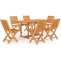 The Living Store 7-tlg. Garten-Essgruppe Massivholz Teak