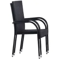 The Living Store Stapelbare Gartenstühle 2 Stk. Poly Rattan Schwarz