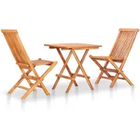 The Living Store 3-tlg. Bistroset mit Cremeweißen Kissen Massivholz Teak