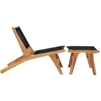 The Living Store Sonnenliege mit Fußablage Massivholz Teak und Seil