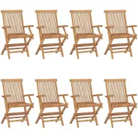 The Living Store Gartenstühle mit Taupe Kissen 8 Stk. Massivholz Teak