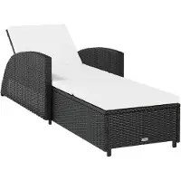 The Living Store Sonnenliege mit Cremeweißer Auflage Poly Rattan Schwarz