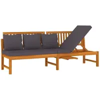 The Living Store Tagesbett mit Grauen Kissen 200x60x75 cm Massivholz Akazie