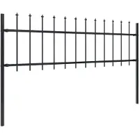 The Living Store Gartenzaun mit Speerspitzen Stahl 8,5 x 0,6 m Schwarz