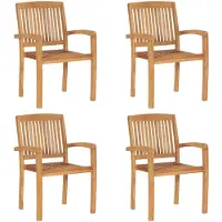 The Living Store Stapelbare Gartenstühle mit Kissen 4 Stk. Massivholz Teak