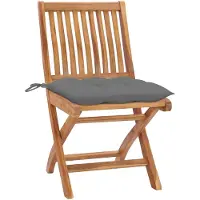 The Living Store Gartenstühle 2 Stk. mit Grauen Kissen Massivholz Teak