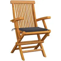 The Living Store Gartenstühle mit Anthrazit Kissen 6 Stk. Massivholz Teak