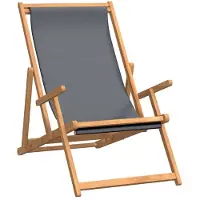The Living Store Strandstuhl Klappbar Massivholz Teak Grau