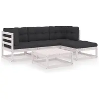The Living Store 5-tlg. Garten-Lounge-Set mit Kissen Kiefer Massivholz