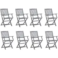 The Living Store Klappbare Gartenstühle 8 Stk. mit Kissen Massivholz Akazie