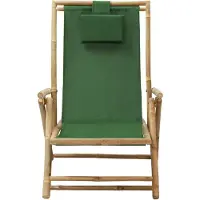 The Living Store Verstellbarer Relaxstuhl Grün Bambus und Stoff