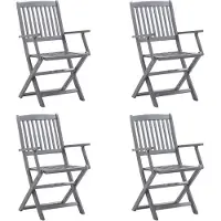 The Living Store Klappbare Gartenstühle 4 Stk. mit Kissen Massivholz Akazie