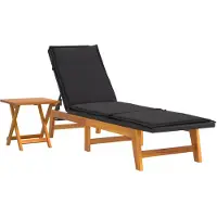 The Living Store Sonnenliege mit Tisch Poly Rattan und Massivholz Akazie