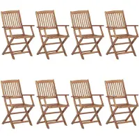 The Living Store Klappbare Gartenstühle 8 Stk. mit Kissen Massivholz Akazie