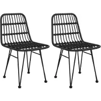 The Living Store Gartenstühle 2 Stk. Schwarz 48x62x84 cm PE-Rattan