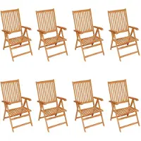 The Living Store Garten-Liegestühle mit Kissen 8 Stk. Massivholz Teak