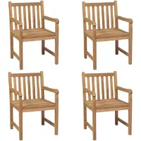 The Living Store Gartenstühle 4 Stk. mit Hellgrünen Kissen Massivholz Teak